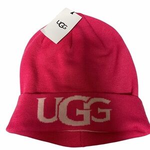 UGG | Intarsia Logo Knit Beanie Pink NEW